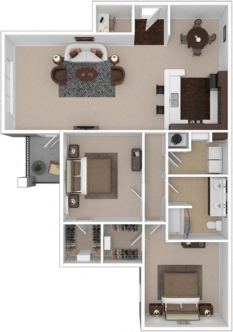 Beryl Great Room 2-bedroom/1-bathroom furnished floor plan option at Riverstone apartments for rent in Macon, GA